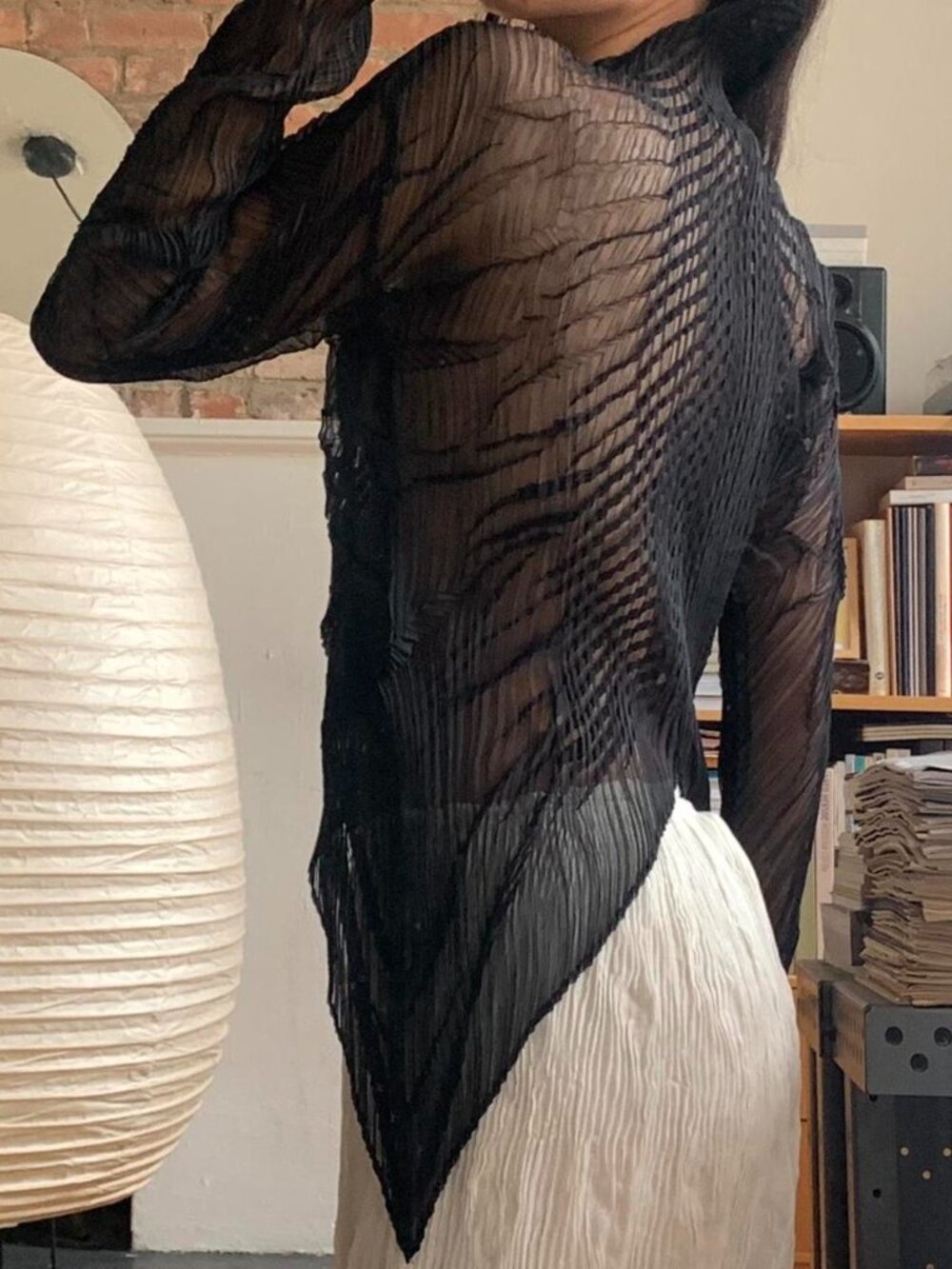 Issey Miyake Pleated Angular Top Black L - Picture 3 of 6
